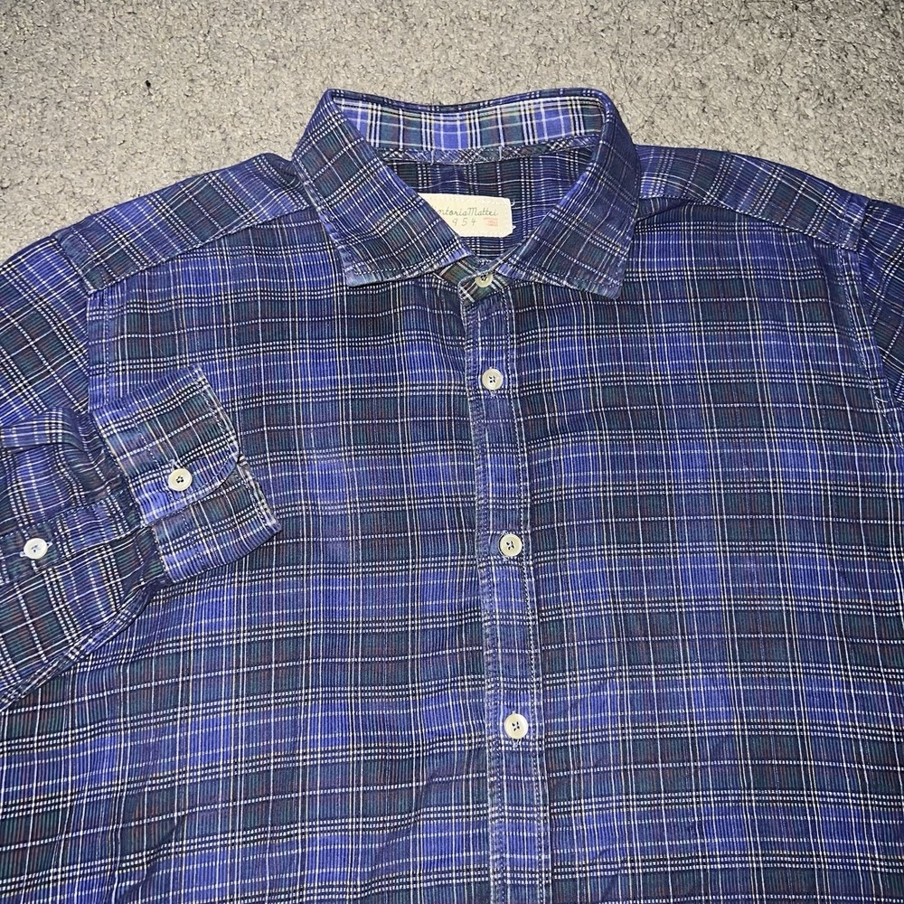 Tintoria Mattei‎ 954 Plaid Lightweight Flannel Button Up Shirt Men Size M
